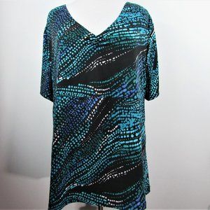 FASHION BUG V-NECK STRETCH TOP 2X Flowy